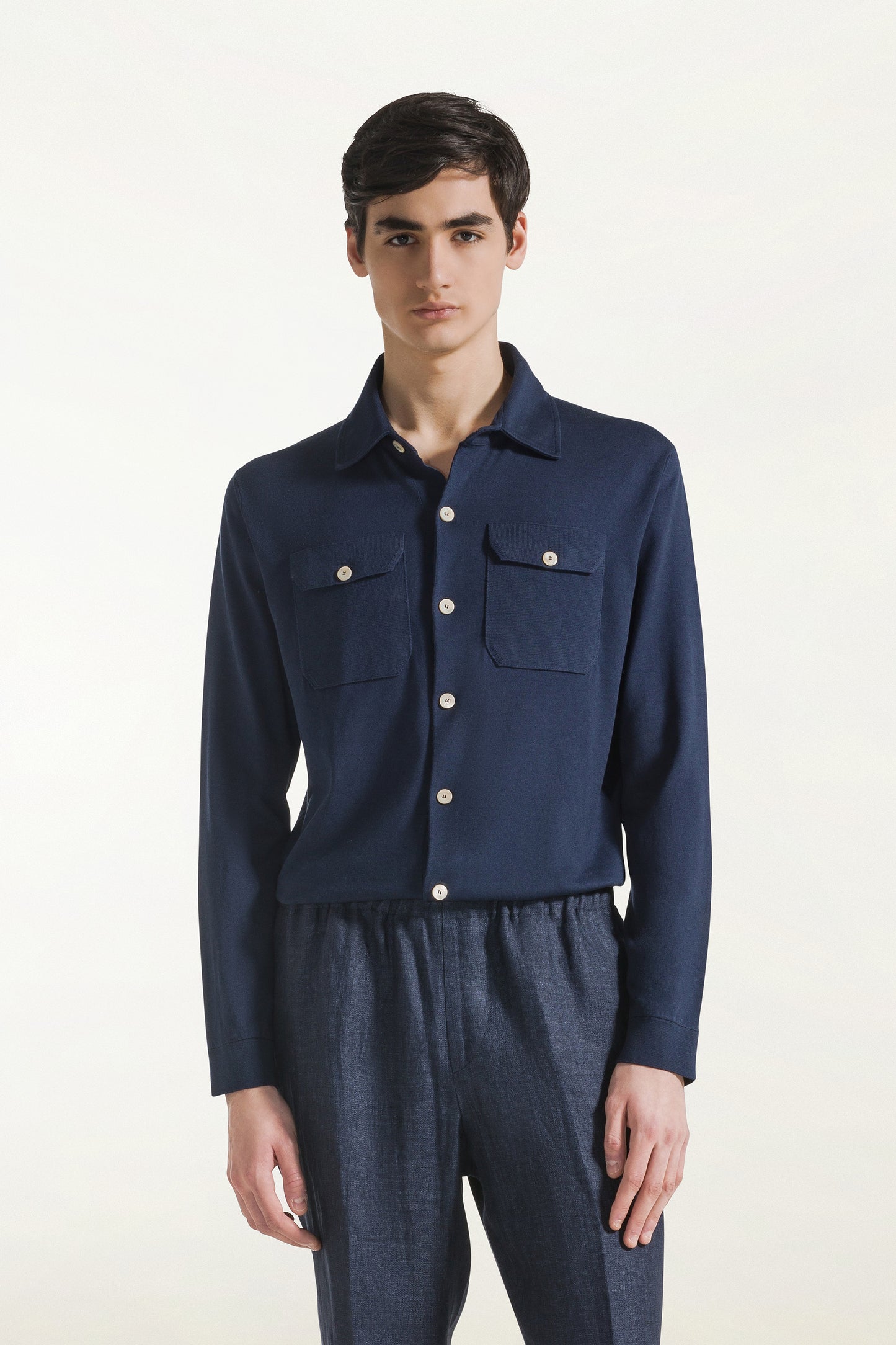 Camicia maniche lunghe bluette