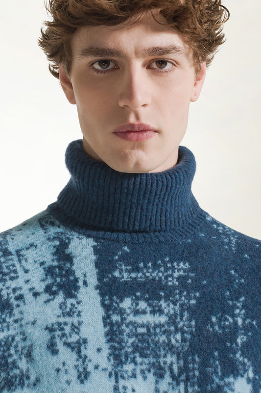 Dolcevita in lana azzurro - autunno inverno | PIACENZA 1733