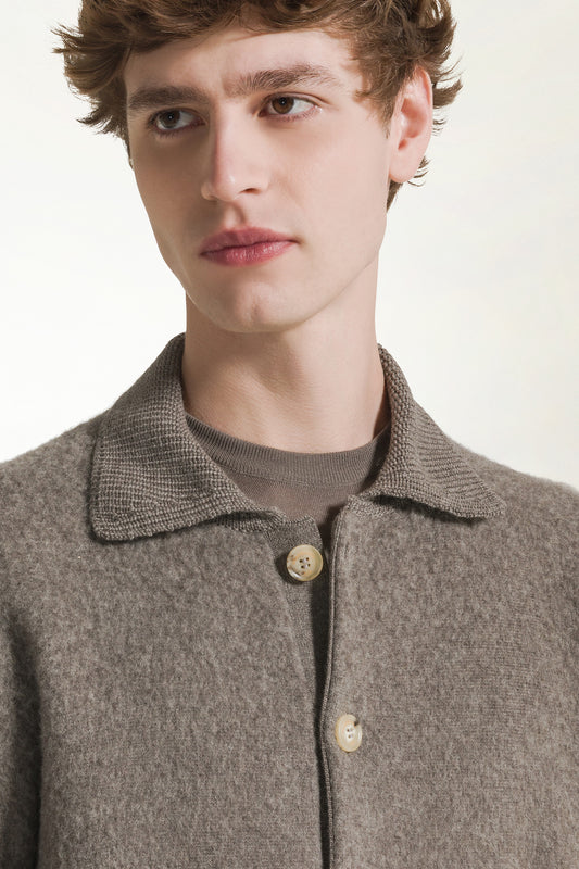 Cardigan in lana nocciola - Maglieria Uomo | PIACENZA 1733