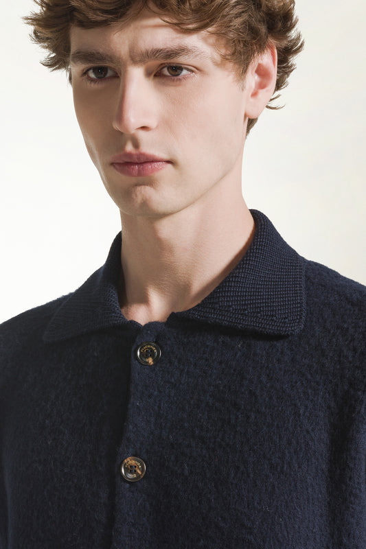 Cardigan in lana nero - Maglieria Uomo | PIACENZA 1733