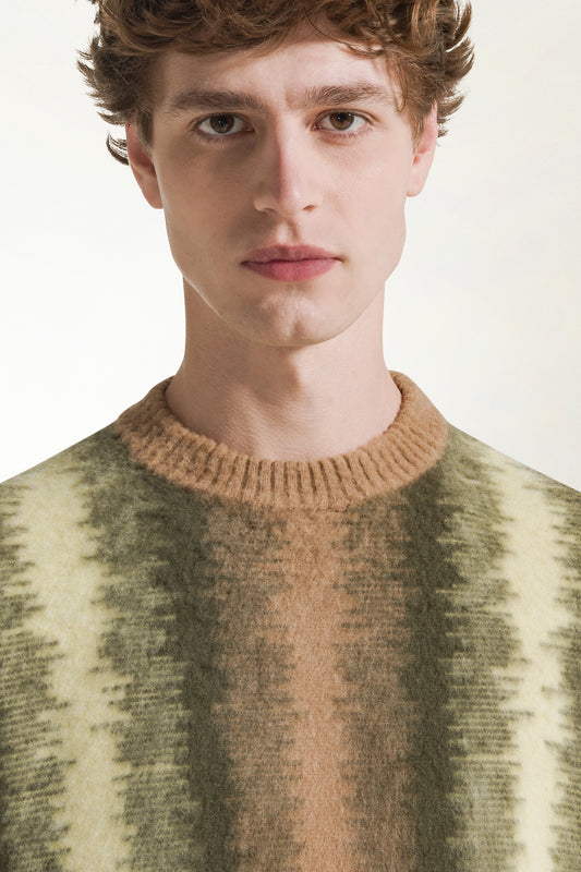 Girocollo in lana sui toni del verde - Maglieria Uomo | PIACENZA 1733