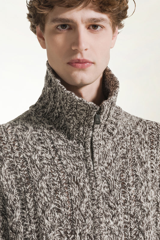 Cardigan zip marrone - Maglieria Uomo | PIACENZA 1733