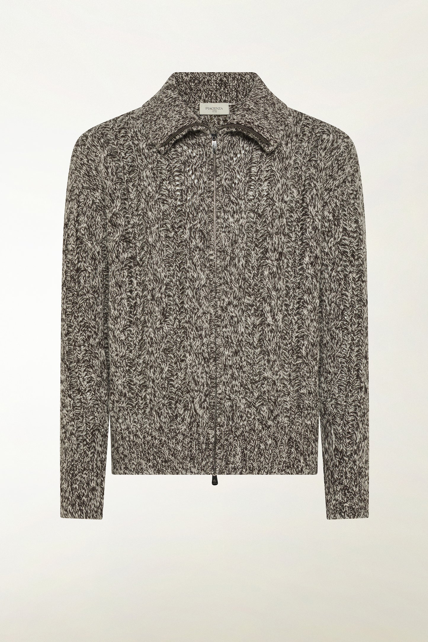 Cardigan zip marrone
