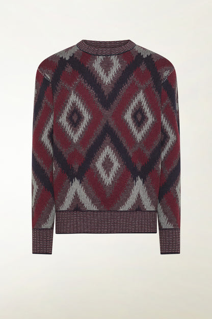 Maglione a rombi bordeaux e blu