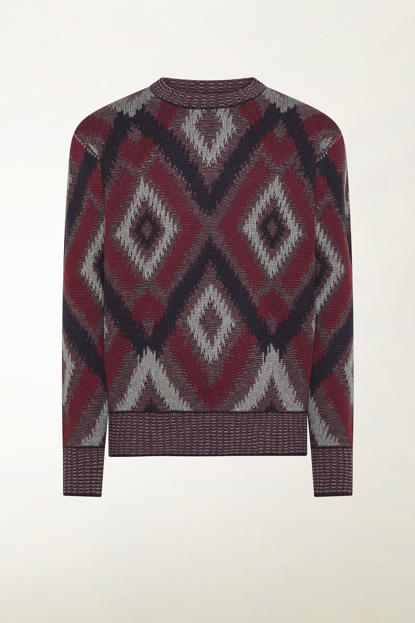 Burgundy and blue diamond sweater