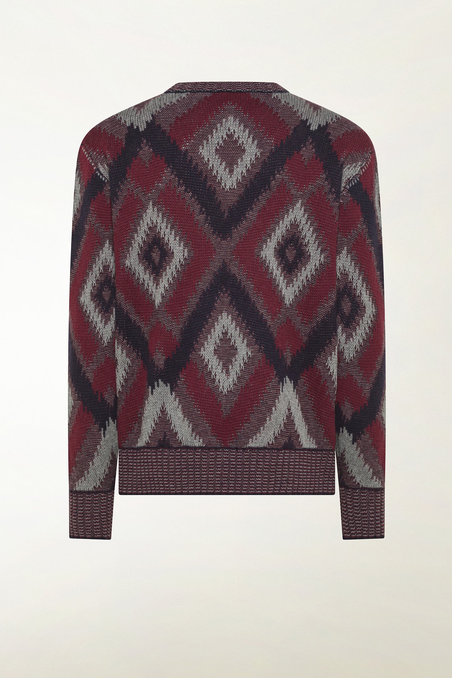 Burgundy and blue diamond sweater