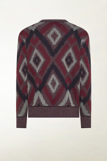 Maglione a rombi bordeaux e blu