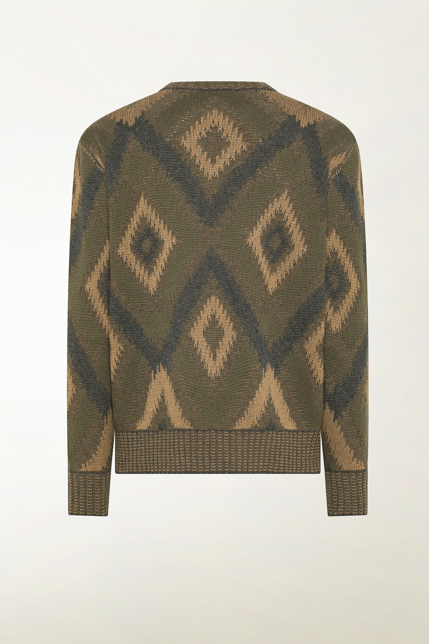 Maglione a rombi beige e verde
