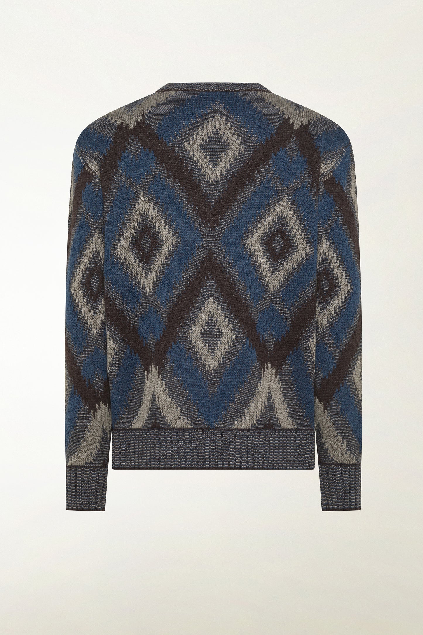 Maglione a rombi marrone e azzurro