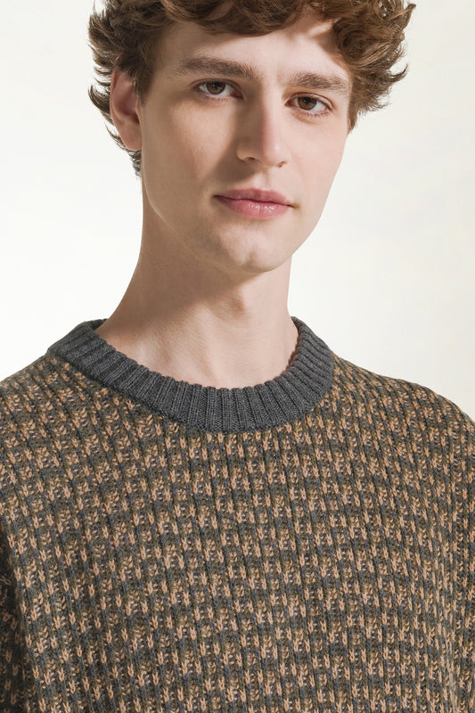 Girocollo in lana sui toni del verde - Maglieria Uomo | PIACENZA 1733