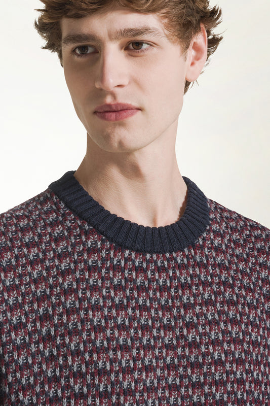 Girocollo in lana sui toni del bordeaux - Maglieria Uomo | PIACENZA 1733