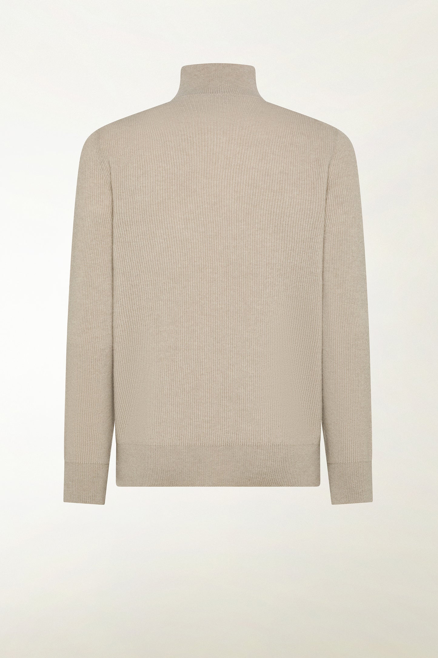 Natural cashmere zip-up turtleneck