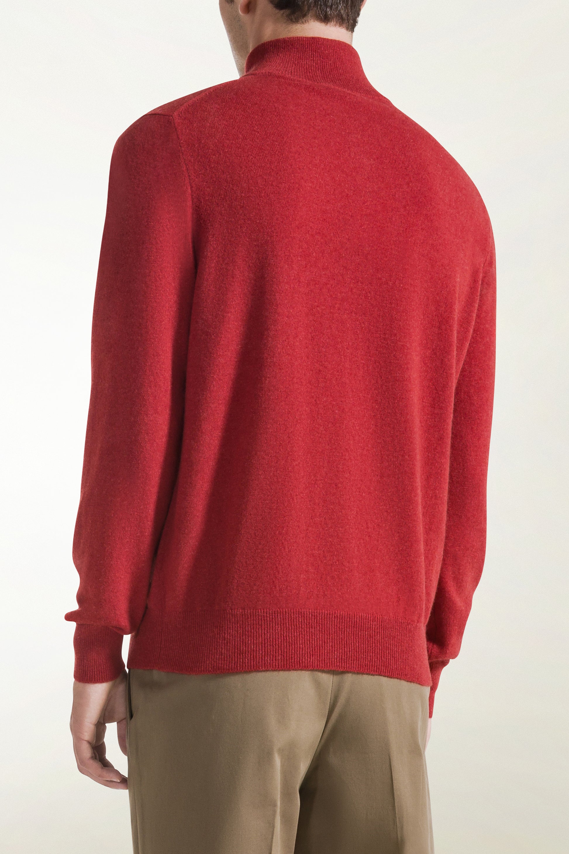 Red cashmere zip-up turtleneck | PIACENZA 1733