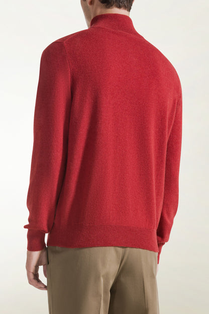 Red cashmere zip-up turtleneck | PIACENZA 1733