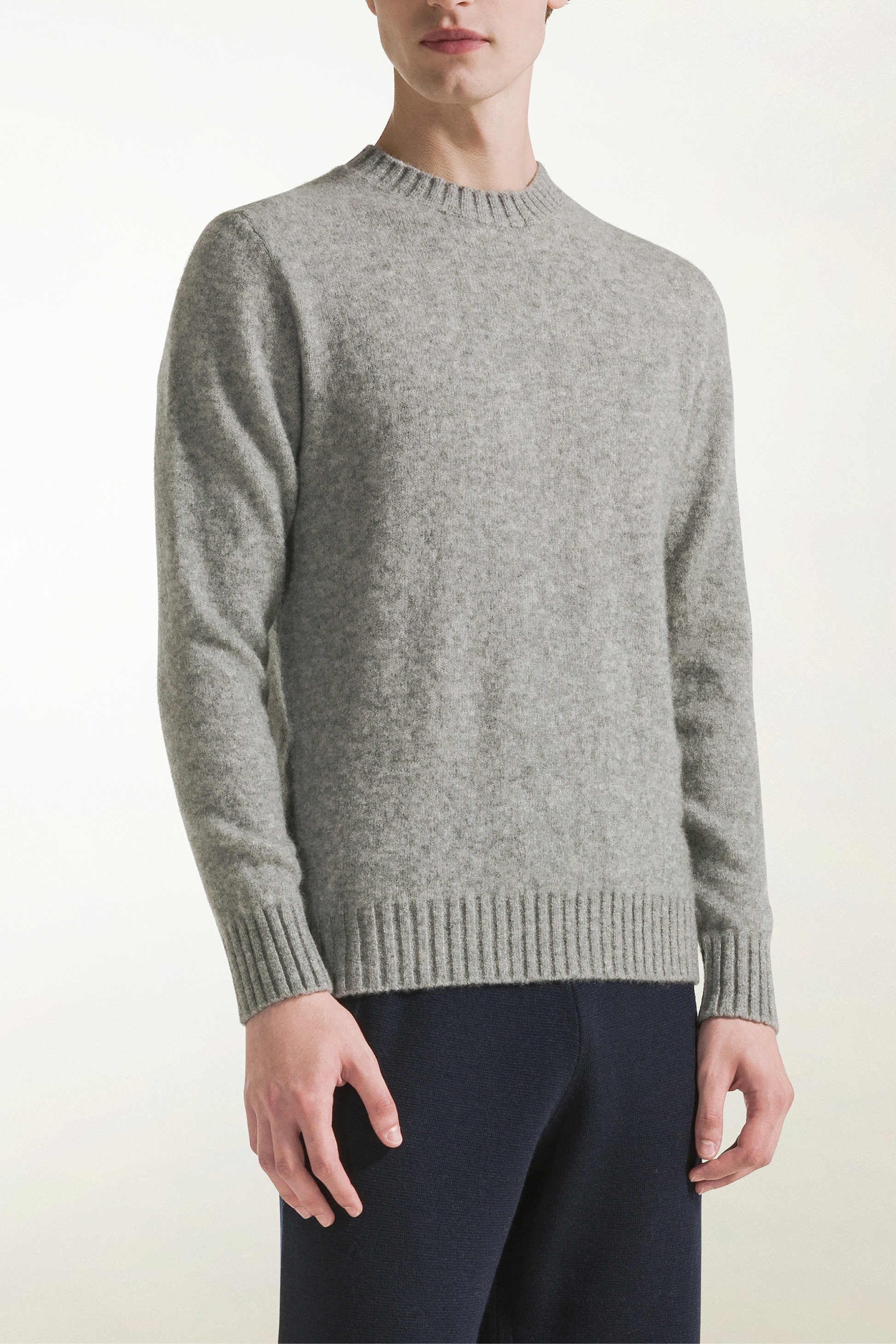 Light grey cashmere and silk crewneck | PIACENZA 1733