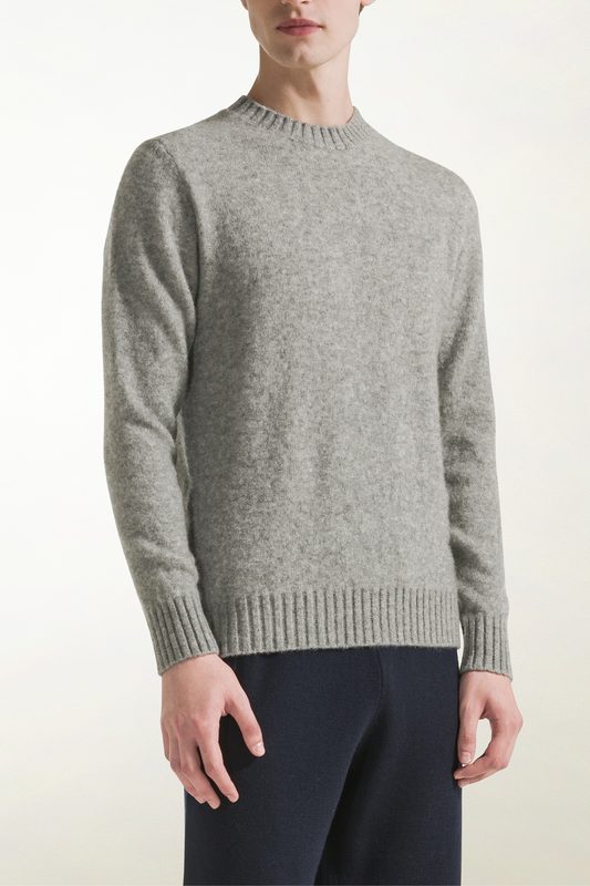 Girocollo in cashmere e seta grigio chiaro - Maglieria in Fibre Pregiate Miste Uomo | PIACENZA 1733