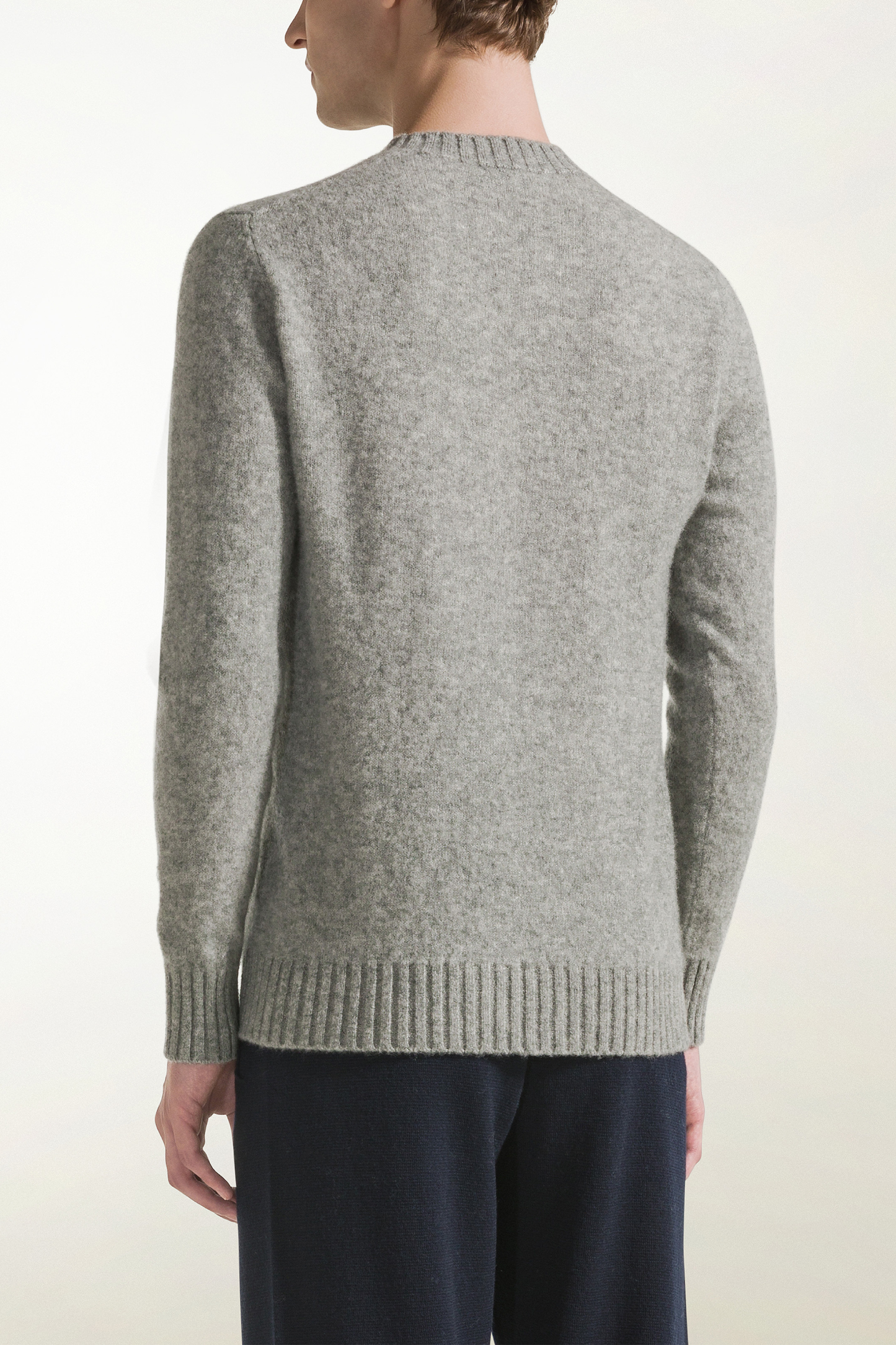 Light grey cashmere and silk crewneck