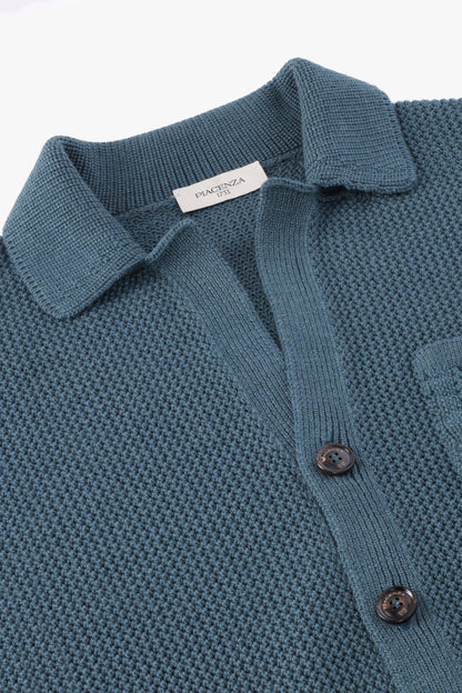 PETROL GREEN SHIRT IN VIRGIN WOOL