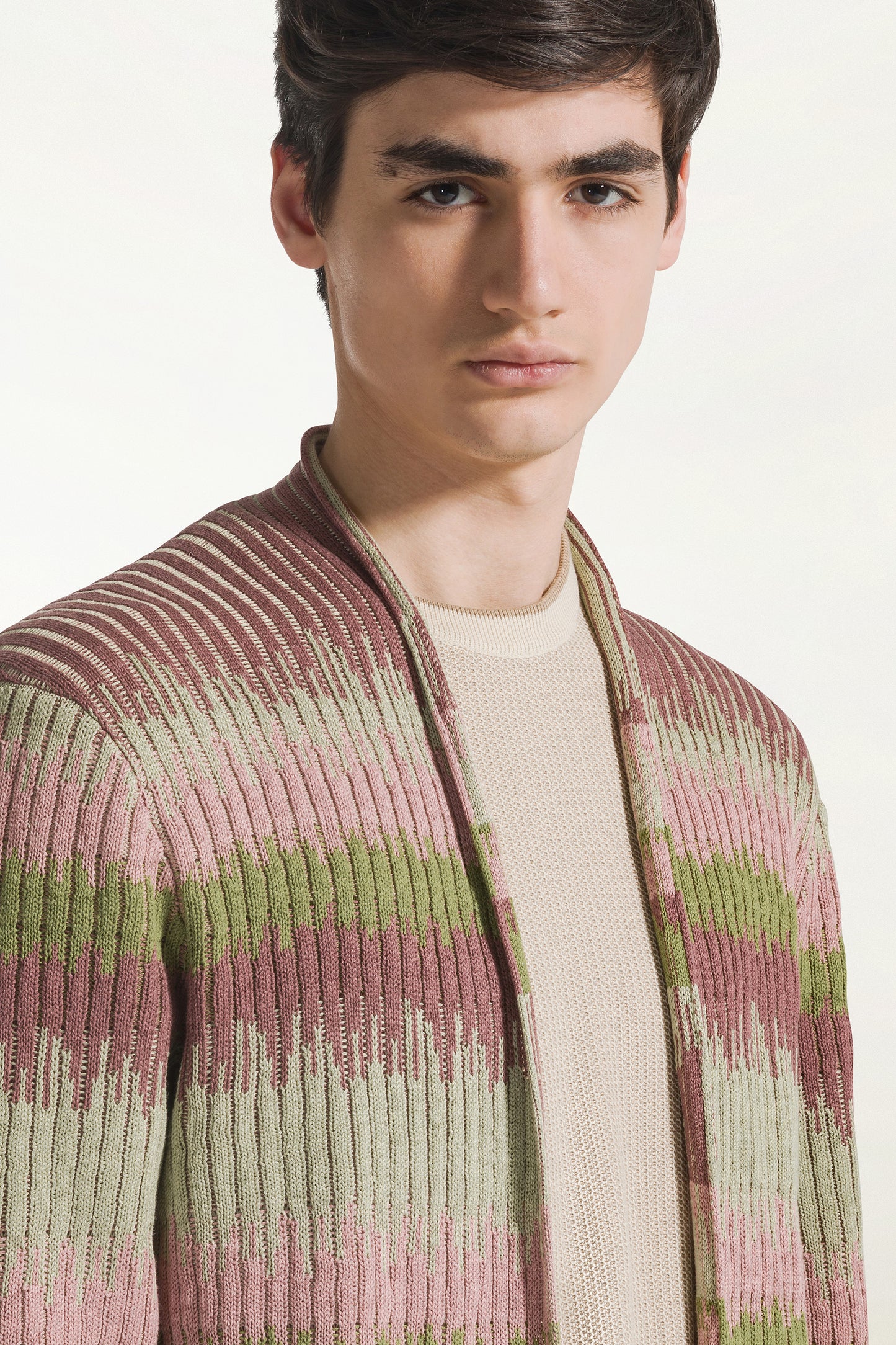 Cardigan multicolor in seta e lino