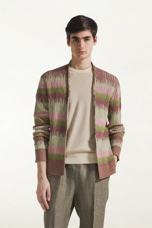 Cardigan multicolor in seta e lino