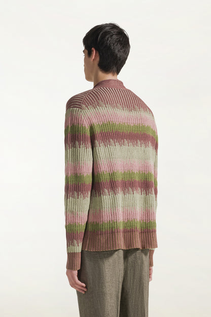 Cardigan multicolor in seta e lino