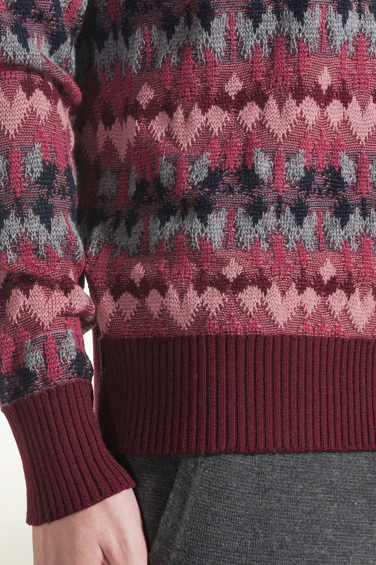 Maglione fantasia rosa e grigio - Maglieria Uomo | PIACENZA 1733