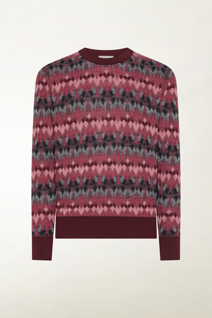 Maglione fantasia rosa e grigio