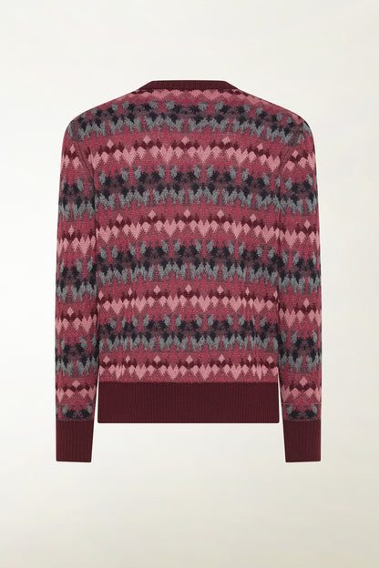 Maglione fantasia rosa e grigio