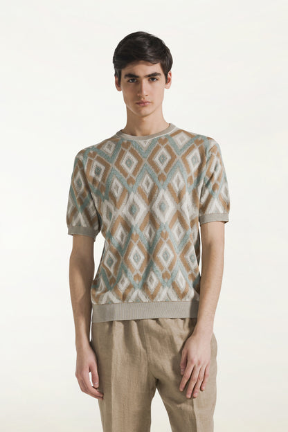 Multicolor short sleeve crew neck