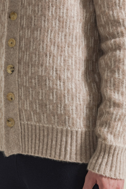 Cardigan con bottoni sui toni naturali - Maglieria Uomo | PIACENZA 1733