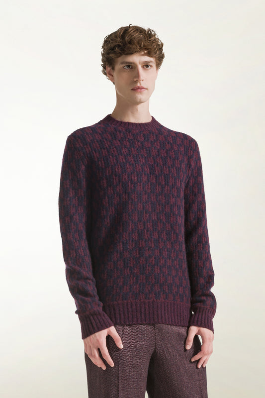 Girocollo ikat blu e bordeaux