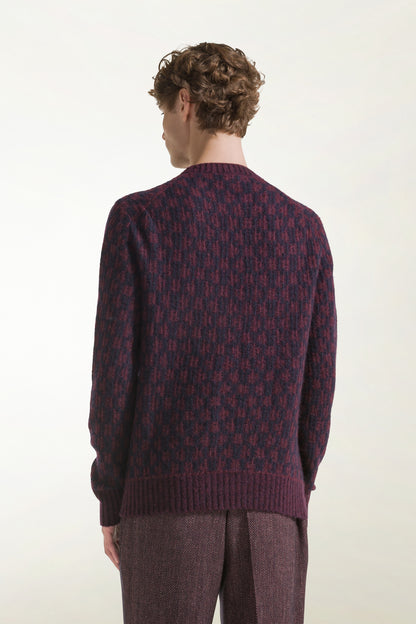 Girocollo ikat blu e bordeaux