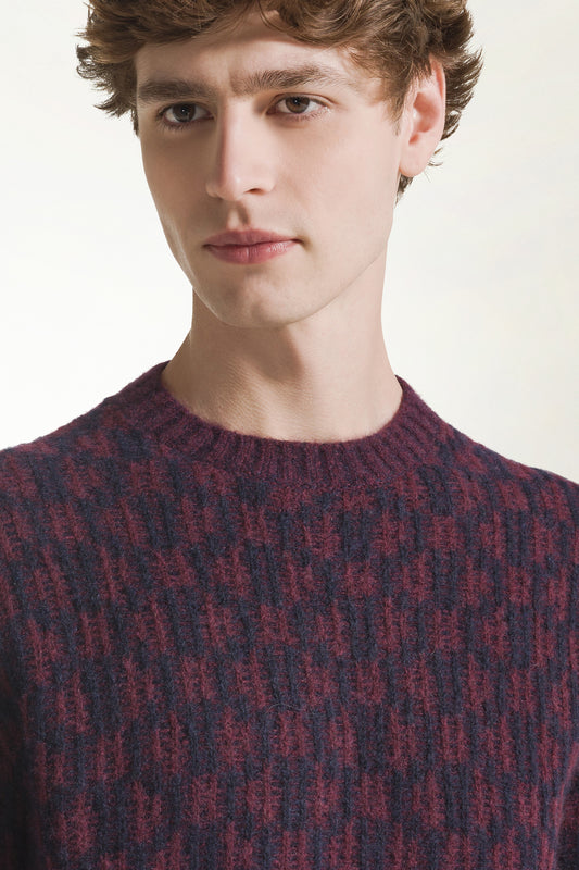 Girocollo ikat blu e bordeaux - Maglieria Uomo | PIACENZA 1733