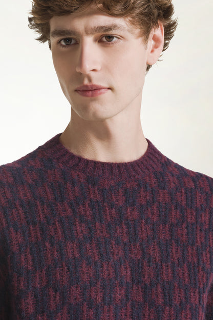 Girocollo ikat blu e bordeaux