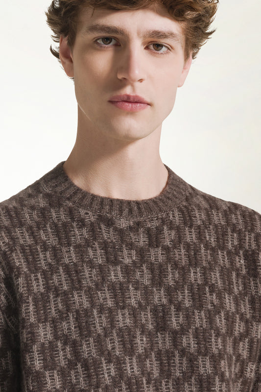 Girocollo ikat marrone e nocciola - Maglieria Uomo | PIACENZA 1733