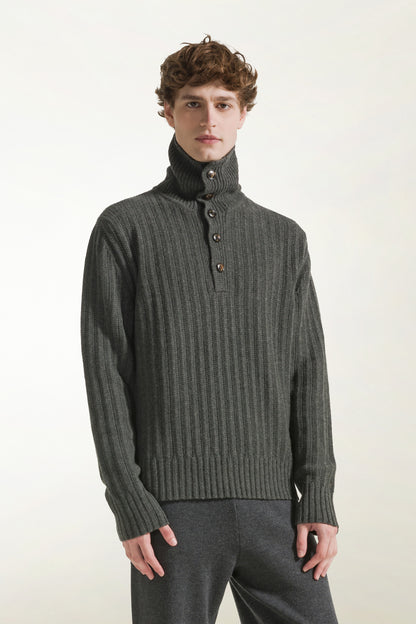 Anthracite turtleneck with buttons