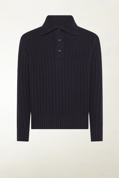 Blue turtleneck with buttons