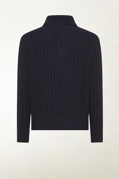 Blue turtleneck with buttons