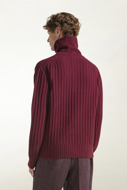 Burgundy turtleneck with buttons