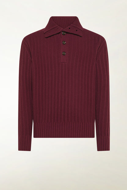 Burgundy turtleneck with buttons
