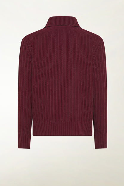 Burgundy turtleneck with buttons