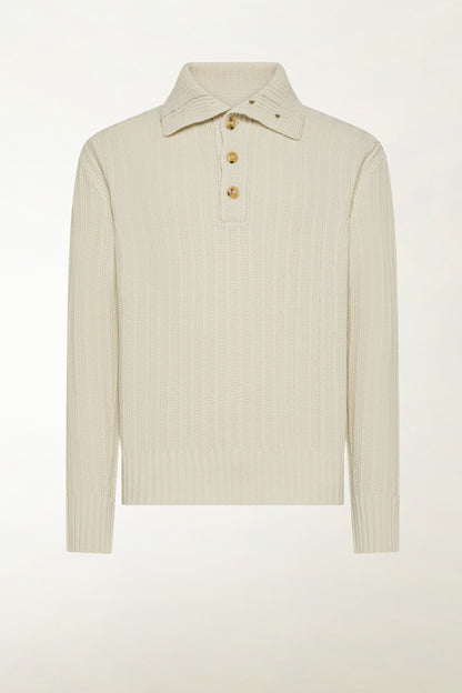 Natural turtleneck with buttons