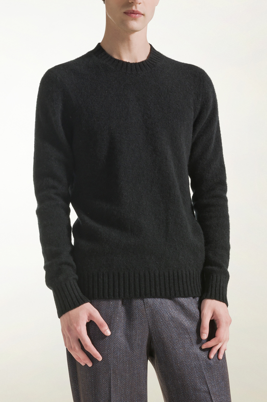 Girocollo in cashmere e seta nero - Maglieria in Fibre Pregiate Miste Uomo | PIACENZA 1733