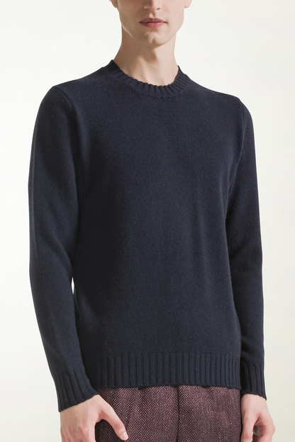 Blue cashmere and silk crewneck | PIACENZA 1733