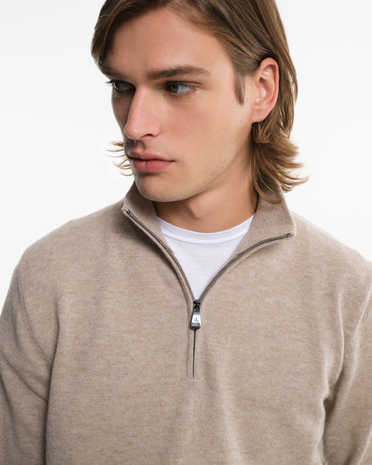 Lupetto Zip in puro Cashmere naturale