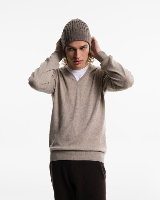 Scollo a V in puro Cashmere naturale
