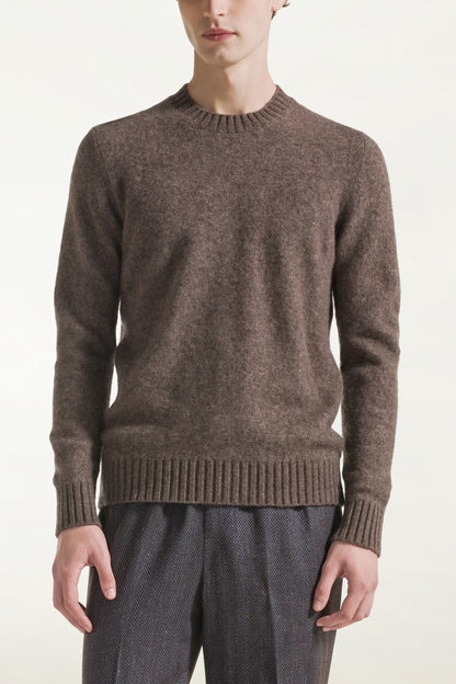 Hazelnut cashmere and silk crewneck | PIACENZA 1733