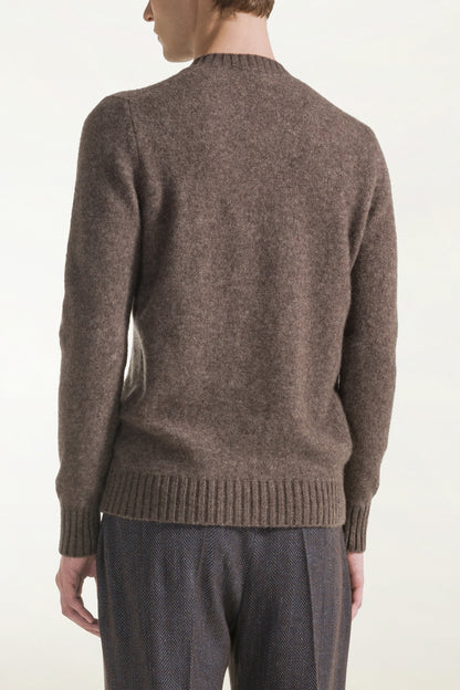 Hazelnut cashmere and silk crewneck | PIACENZA 1733