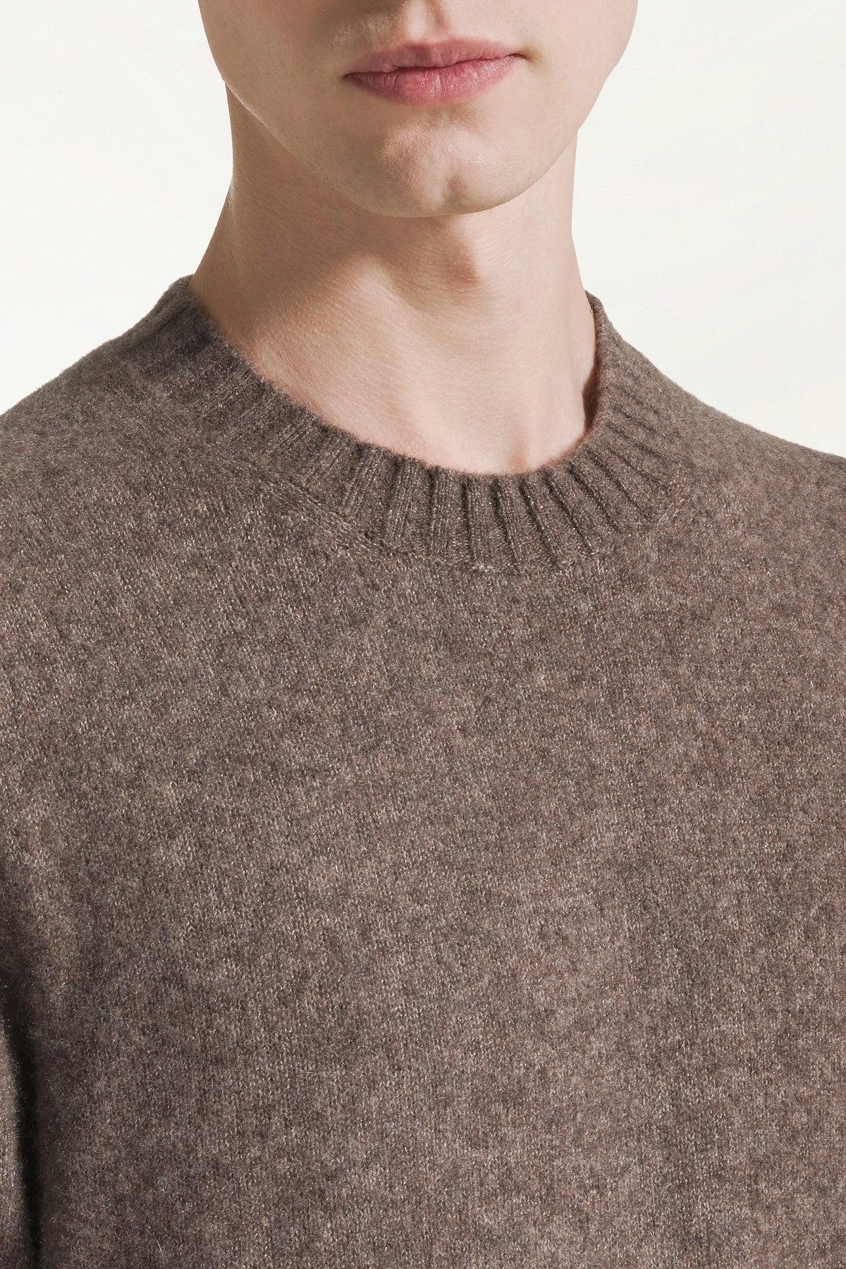 Hazelnut cashmere and silk crewneck