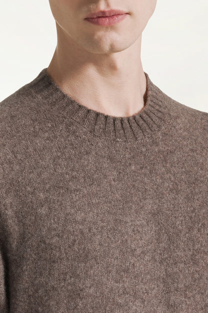 Hazelnut cashmere and silk crewneck | PIACENZA 1733